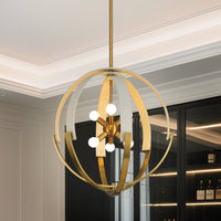 Abbey 23-inch 6-light Brass and Cream Cotton Rope Chandelier