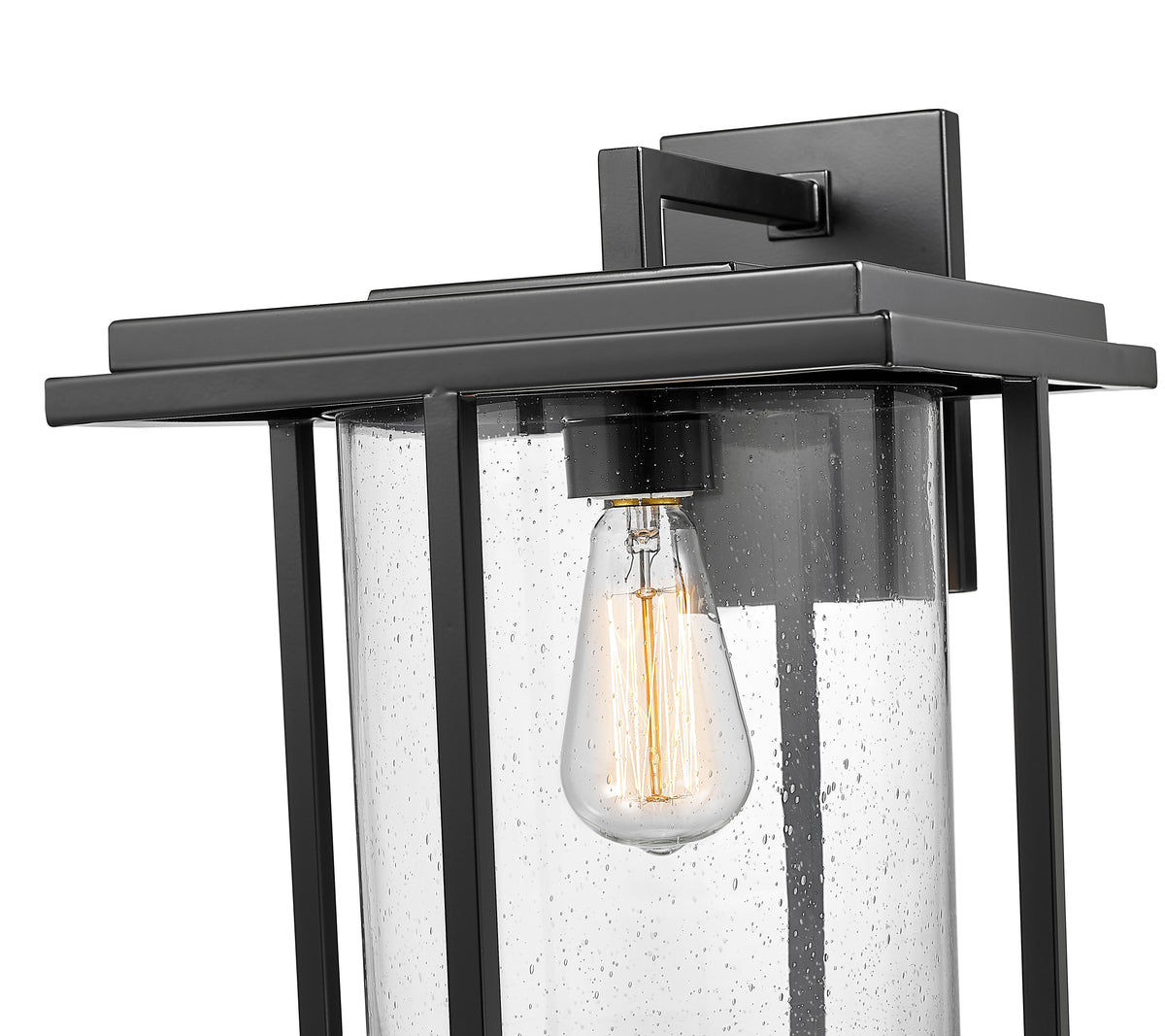 17-inch Adair Powder Coated Black 1-Light Outdoor Wall Sconce with Clear Seeded Glass
