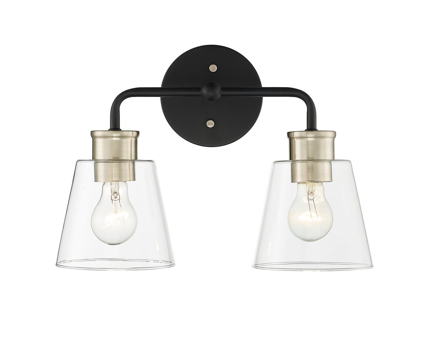 15'' Cameron Matte Black/Modern Gold 2 Light Bath Vanity