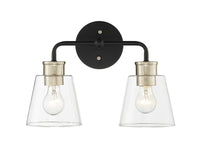 15'' Cameron Matte Black/Modern Gold 2 Light Bath Vanity