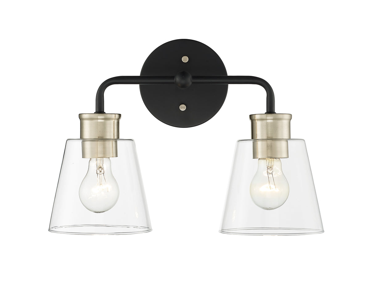 15'' Cameron Matte Black/Modern Gold 2 Light Bath Vanity
