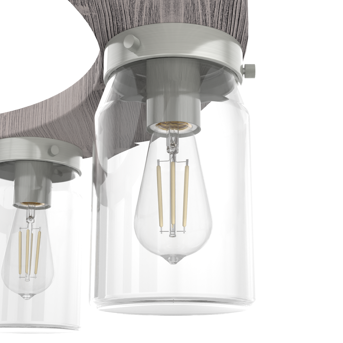 Devon Park 26.5-inch 6-light Brushed Nickel and Grey Wood Chandelier with Clear Glass