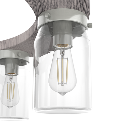 Devon Park 26.5-inch 6-light Brushed Nickel and Grey Wood Chandelier with Clear Glass