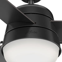 52 inch Aker Matte Black Damp Rated Ceiling Fan with LED Light Kit and Pull Chain