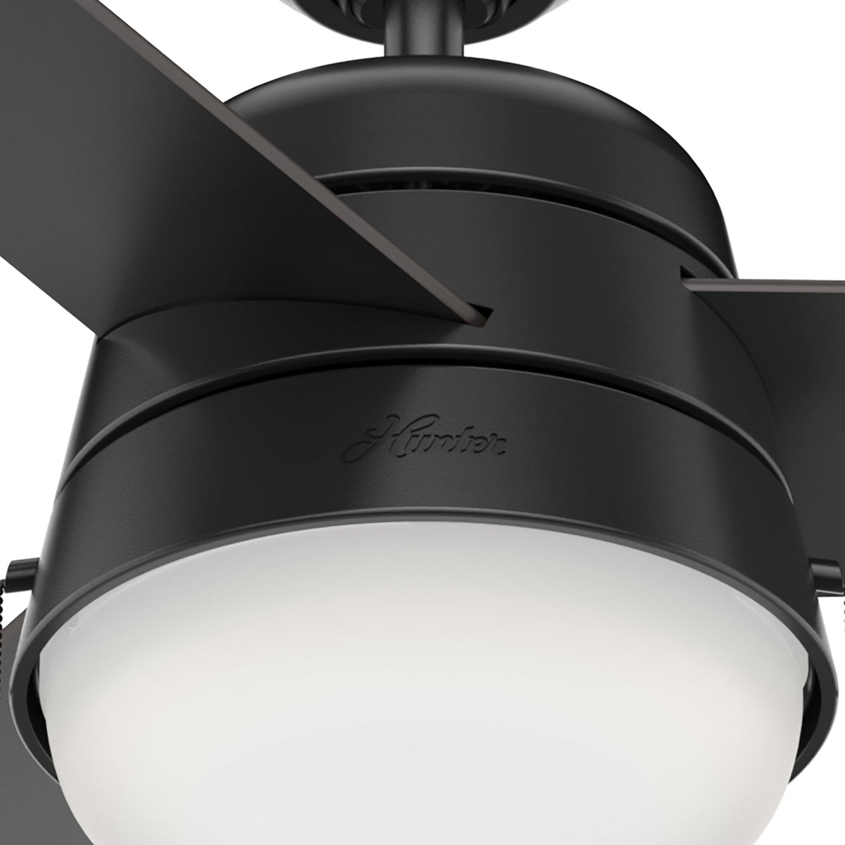 52 inch Aker Matte Black Damp Rated Ceiling Fan with LED Light Kit and Pull Chain