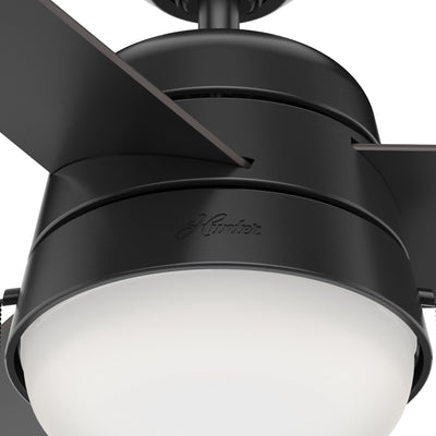 52 inch Aker Matte Black Damp Rated Ceiling Fan with LED Light Kit and Pull Chain
