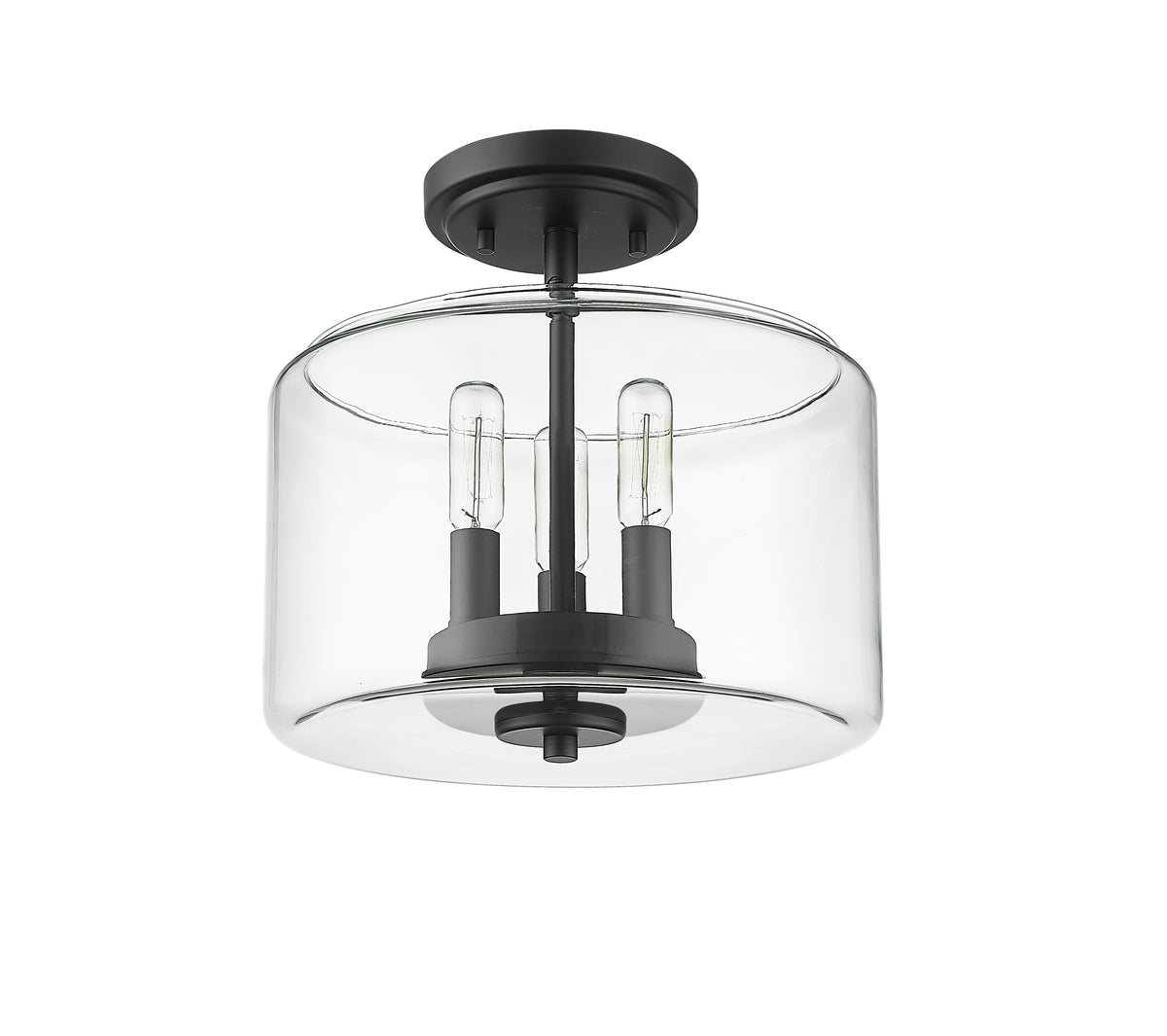 10.6'' Asheville Matte BlackClear 3 Light Semi-Flush Mount
