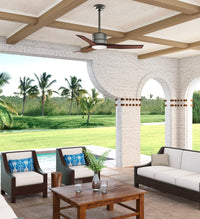 Casablanca 52 inch Piston Brushed Slate Damp Rated Ceiling Fan with LED Light Kit and Handheld Remote