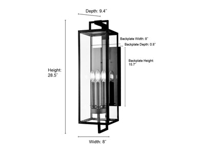 8'' Lamont Textured Black 3 Light Wall Sconce