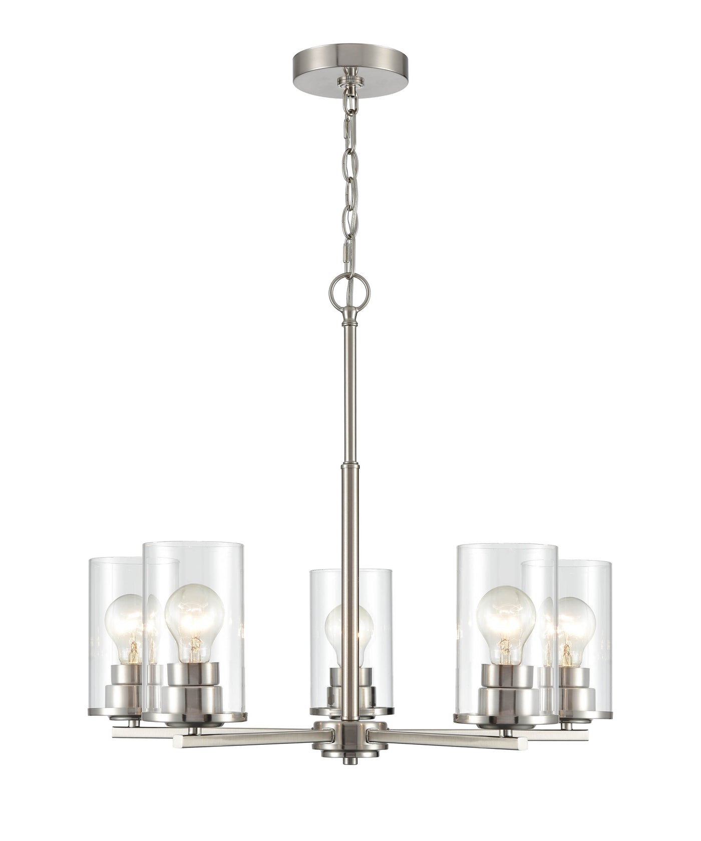 24-inch Verlana Brushed Nickel 5-Light Clear Glass Chandelier