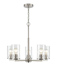 24-inch Verlana Brushed Nickel 5-Light Clear Glass Chandelier