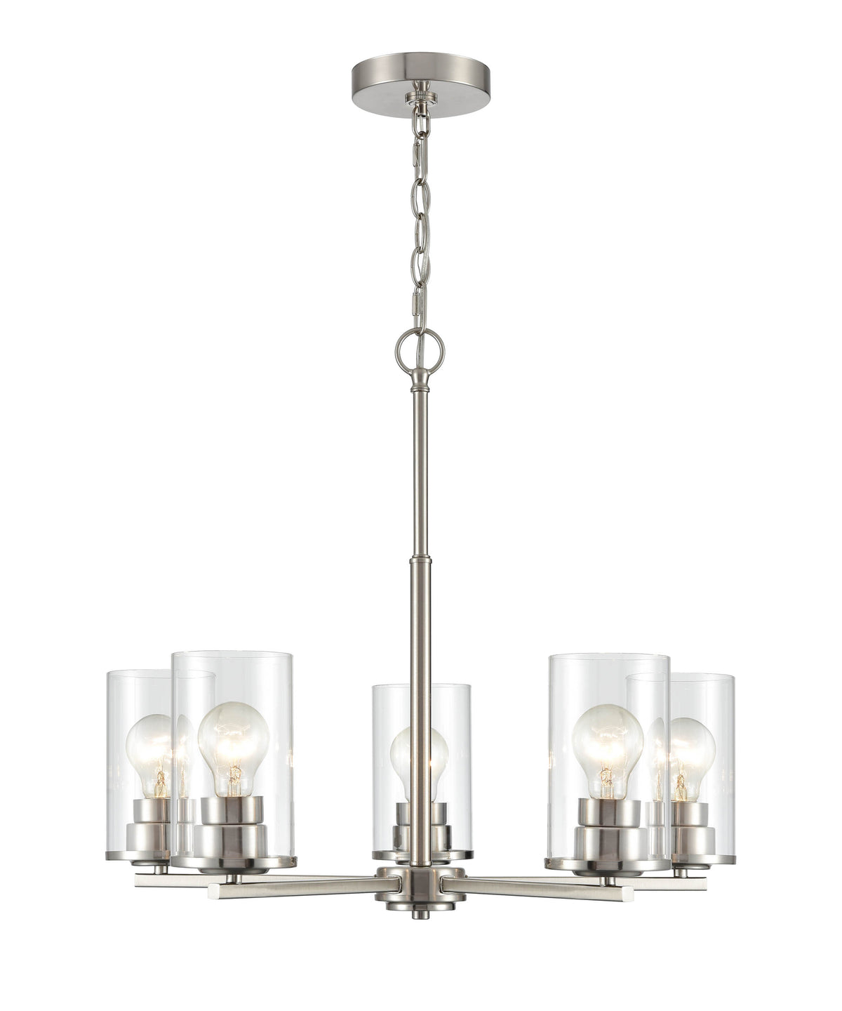 24-inch Verlana Brushed Nickel 5-Light Clear Glass Chandelier