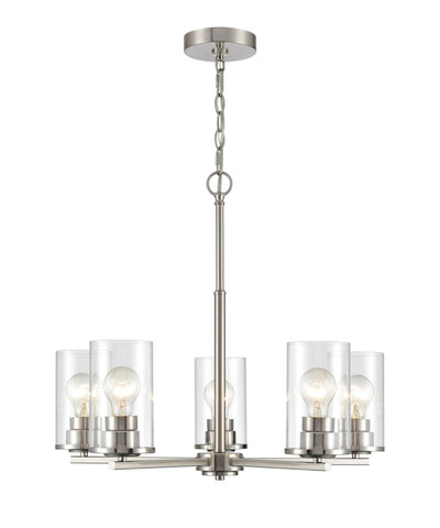 24-inch Verlana Brushed Nickel 5-Light Clear Glass Chandelier