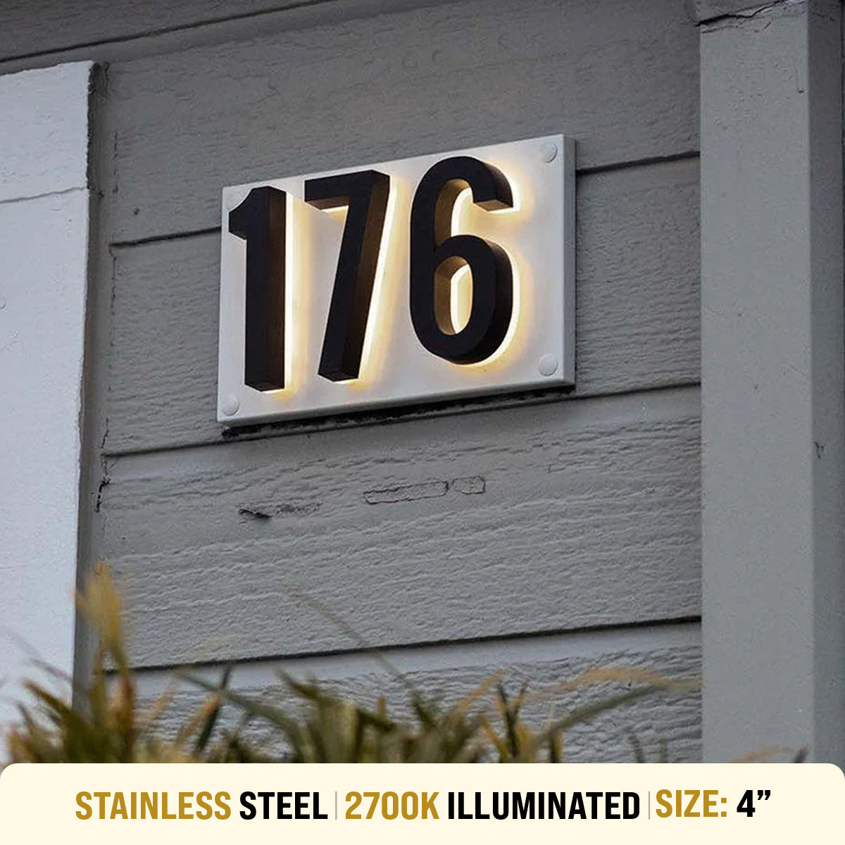 Illuminated Address Numbers - Stainless Steel 2700K