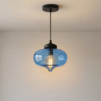 Glass 1 Light Down Blue Pendant Light