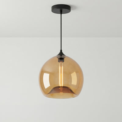 Glass 1 Light 12in Amber Pendant Light