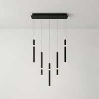 Flute 5 Light LED Black Chandelier