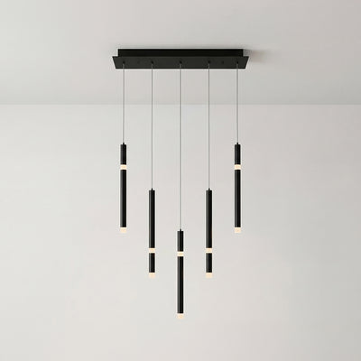 Flute 5 Light LED Black Chandelier
