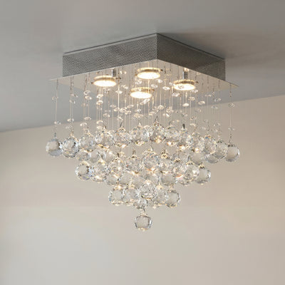 Square 4 Light Chrome Chandelier