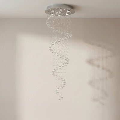 Spiral 7 Light Chrome Chandelier Flush Mount