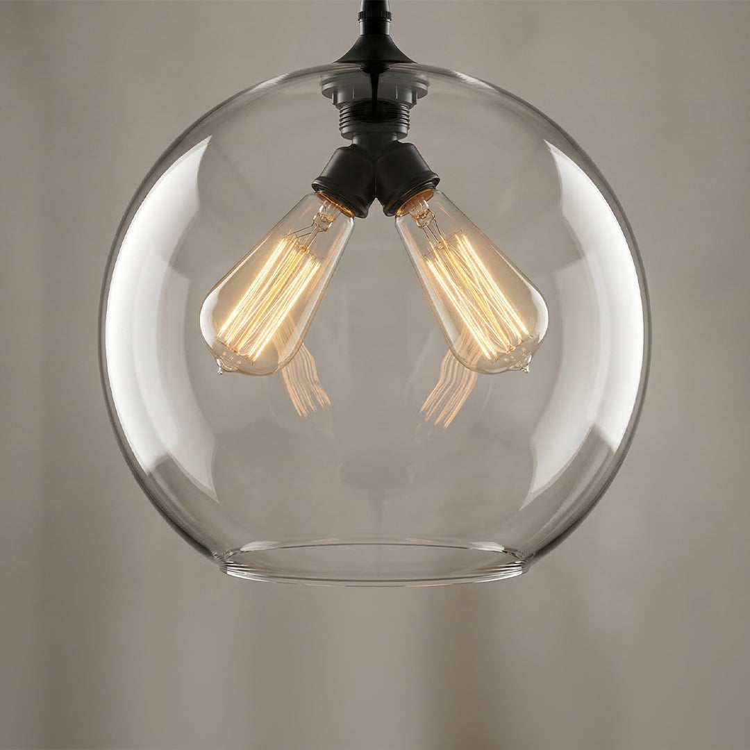 Glass 2 Light 12in Smoke Pendant Light