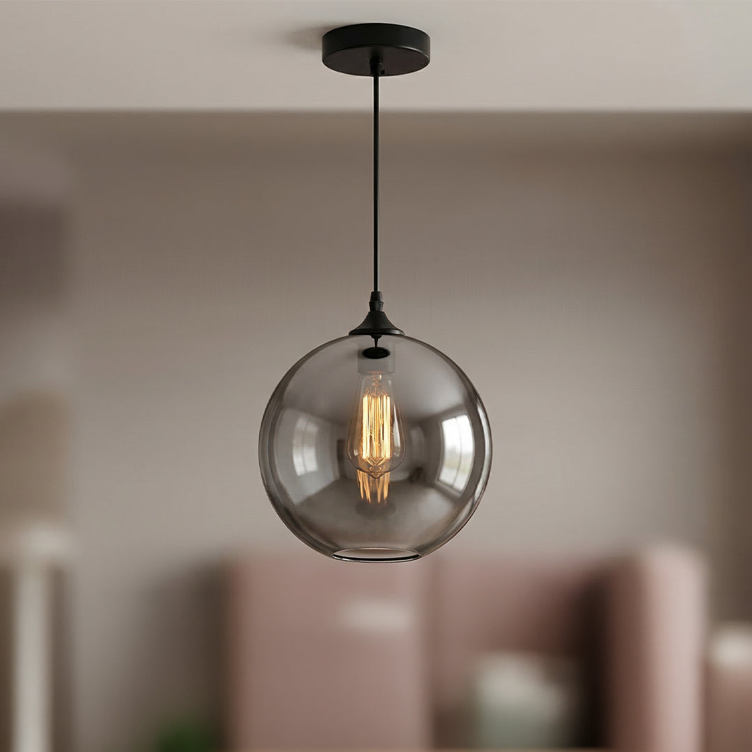 Glass 1 Light 10in Smoke Pendant Light