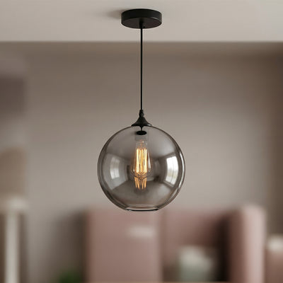 Glass 1 Light 10in Smoke Pendant Light