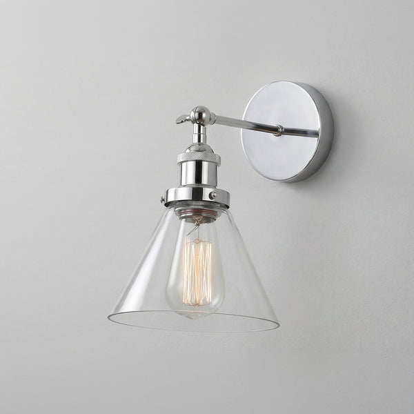 Eustis 1-Light polished nickel wall sconce with clear glass shade