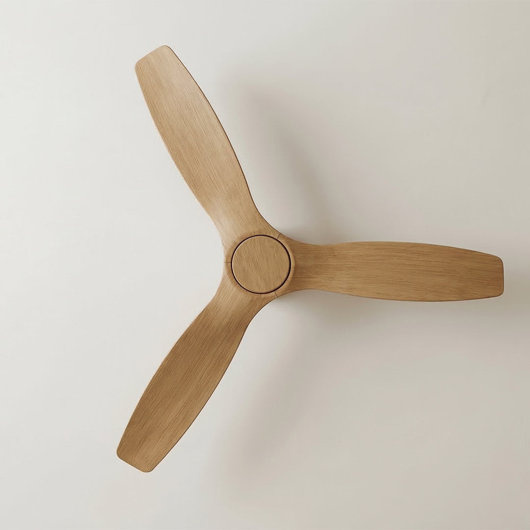 52 Inch Indoor Outdoor DC Brushed Nickel Fan with Teak Blades