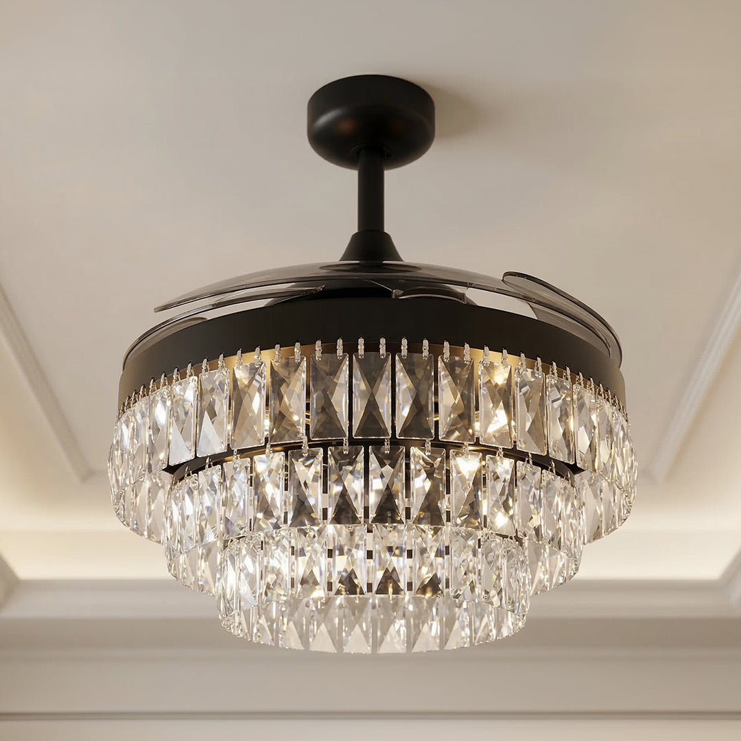 48 Inch Antique Black Retractable Blade Ceiling Fan