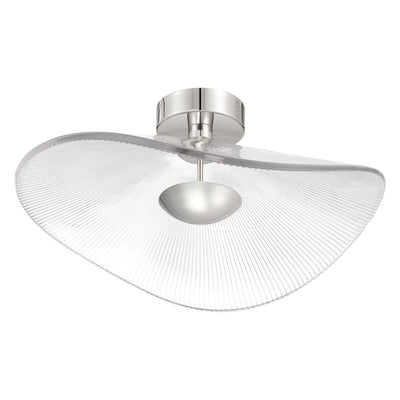 Novella 24-inch Polished Nickel LED Convertible Pendant with Clear Ribbed Glass Shade
