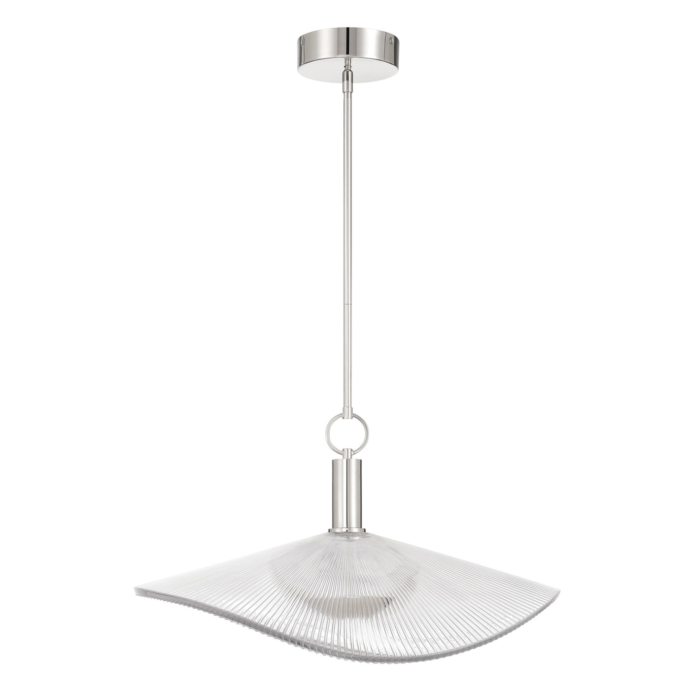 Novella 24-inch Polished Nickel LED Convertible Pendant with Clear Ribbed Glass Shade