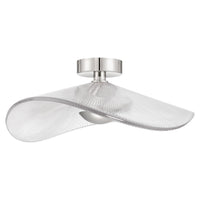 Novella 24-inch Polished Nickel LED Convertible Pendant with Clear Ribbed Glass Shade