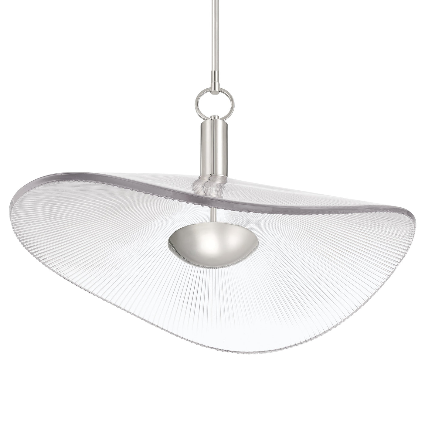 Novella 24-inch Polished Nickel LED Convertible Pendant with Clear Ribbed Glass Shade