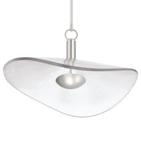Novella 24-inch Polished Nickel LED Convertible Pendant with Clear Ribbed Glass Shade