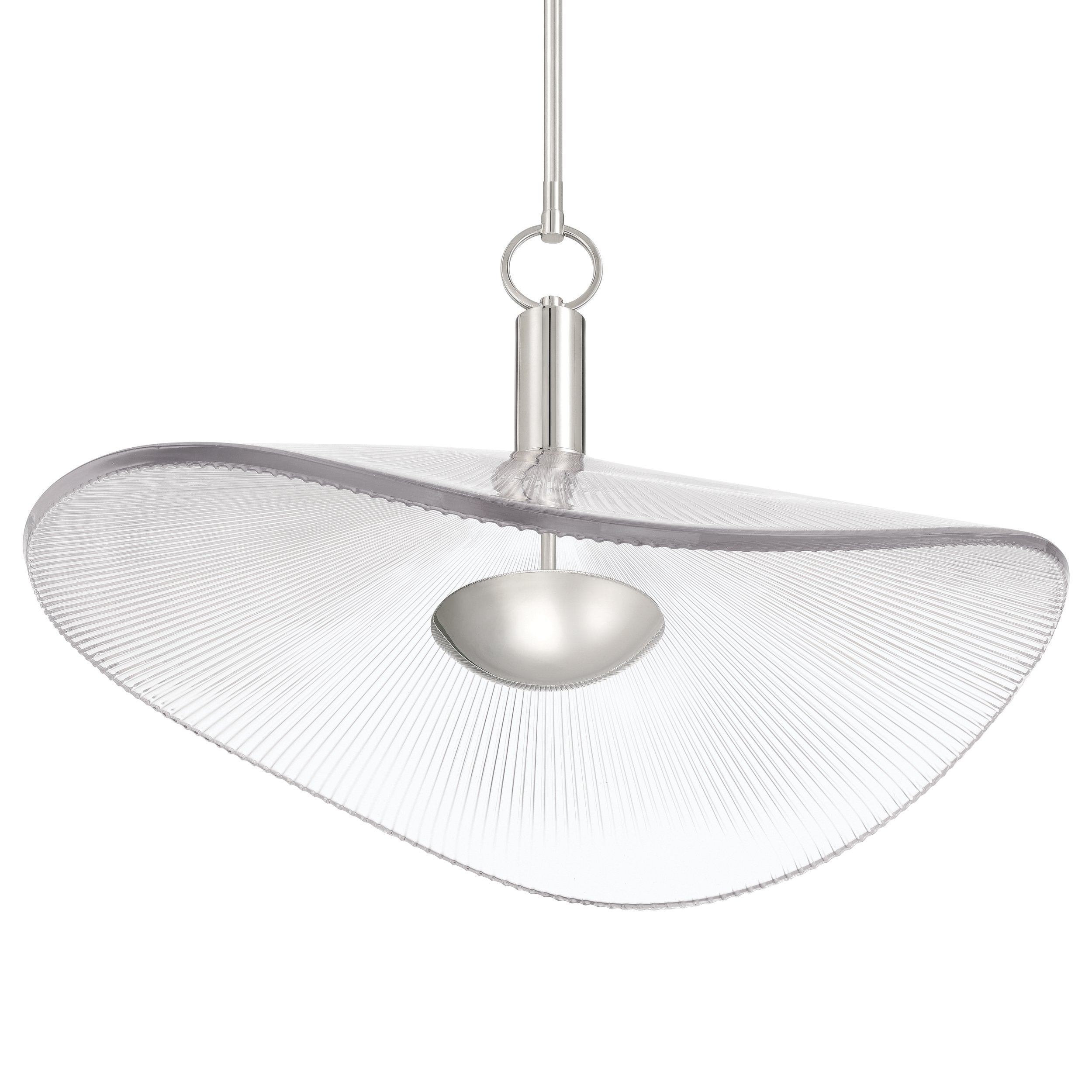 Novella 24-inch Polished Nickel LED Convertible Pendant with Clear Ribbed Glass Shade