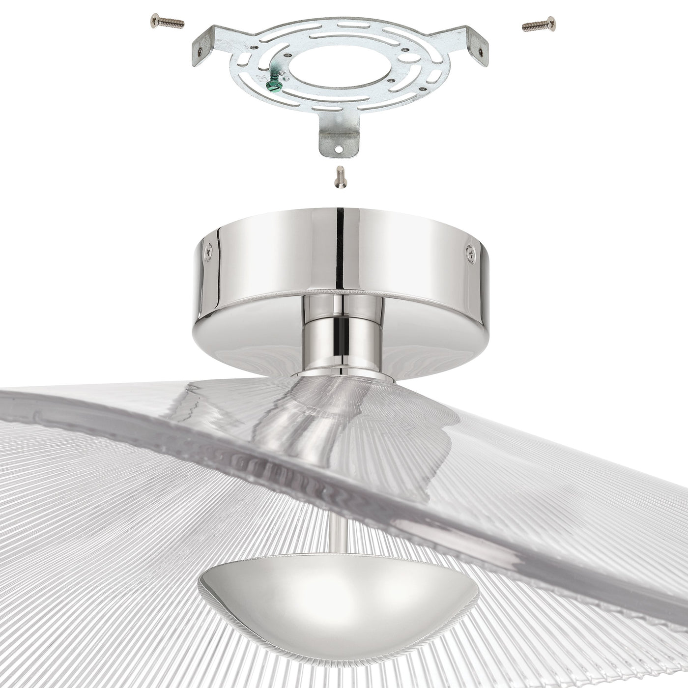 Novella 24-inch Polished Nickel LED Convertible Pendant with Clear Ribbed Glass Shade