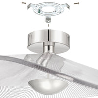 Novella 24-inch Polished Nickel LED Convertible Pendant with Clear Ribbed Glass Shade