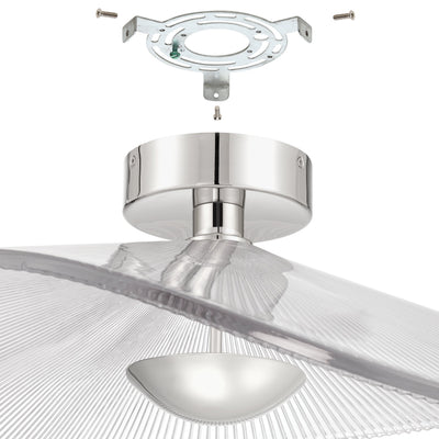 Novella 24-inch Polished Nickel LED Convertible Pendant with Clear Ribbed Glass Shade