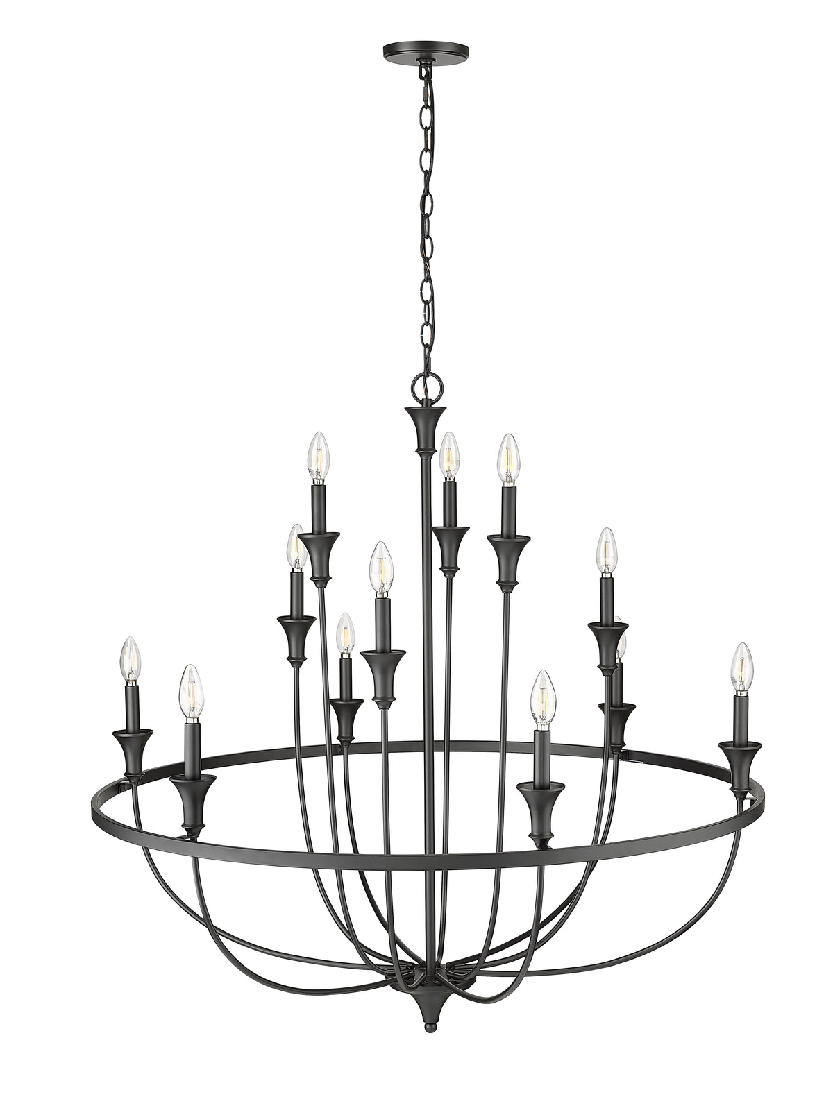 40.2'' Emery Matte Black 12 Light Chandelier