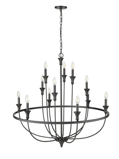 40.2'' Emery Matte Black 12 Light Chandelier