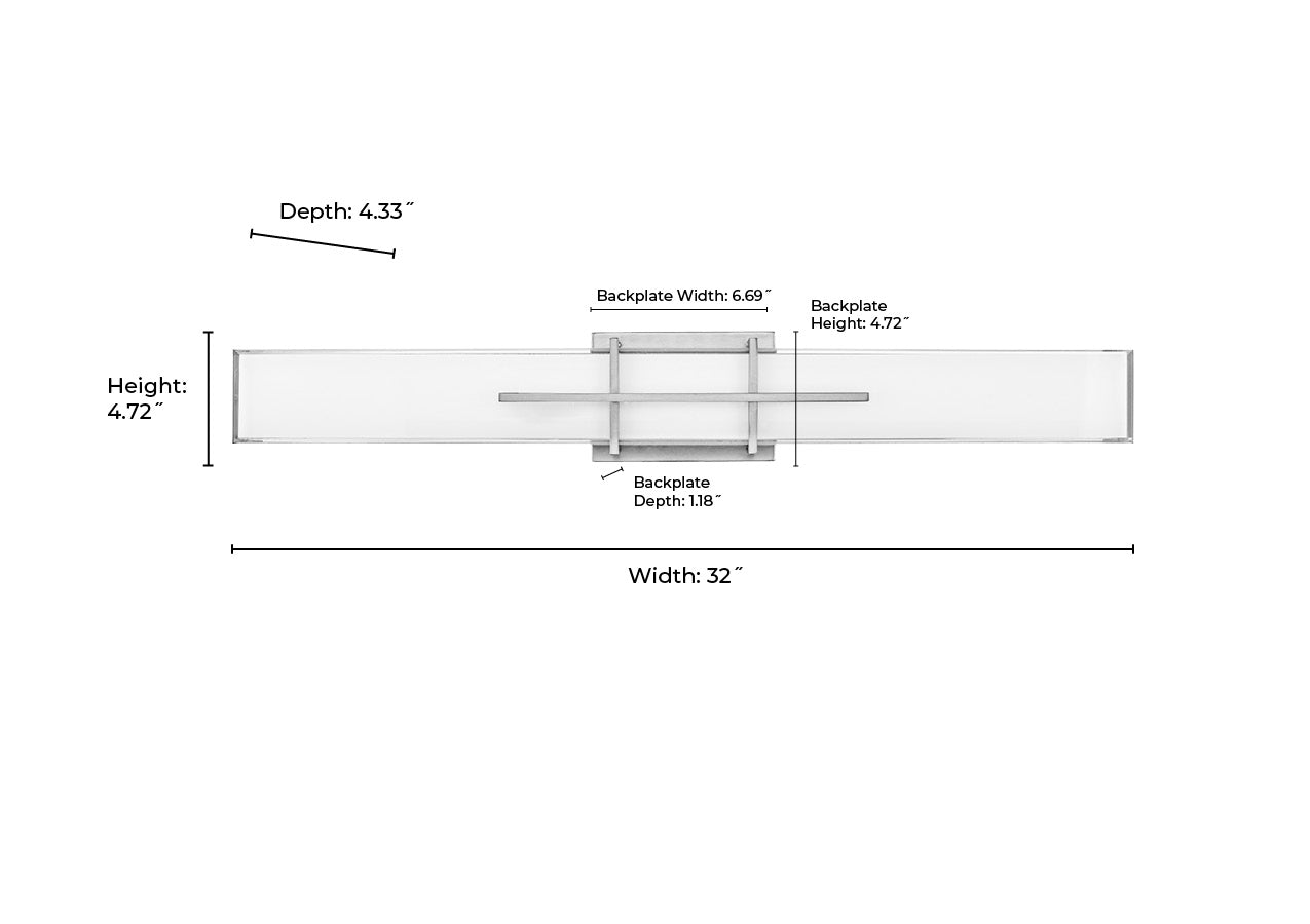 32'' Tocco Brushed Nickel  Vanity Light