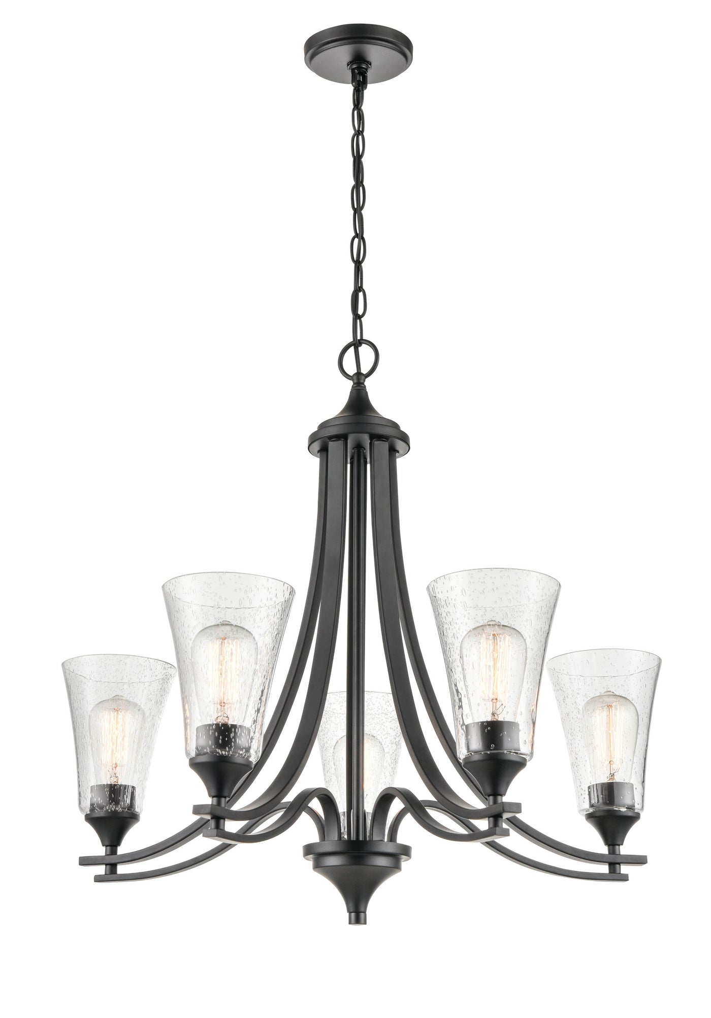 25.5'' Natalie Matte Black 5 Light Chandelier