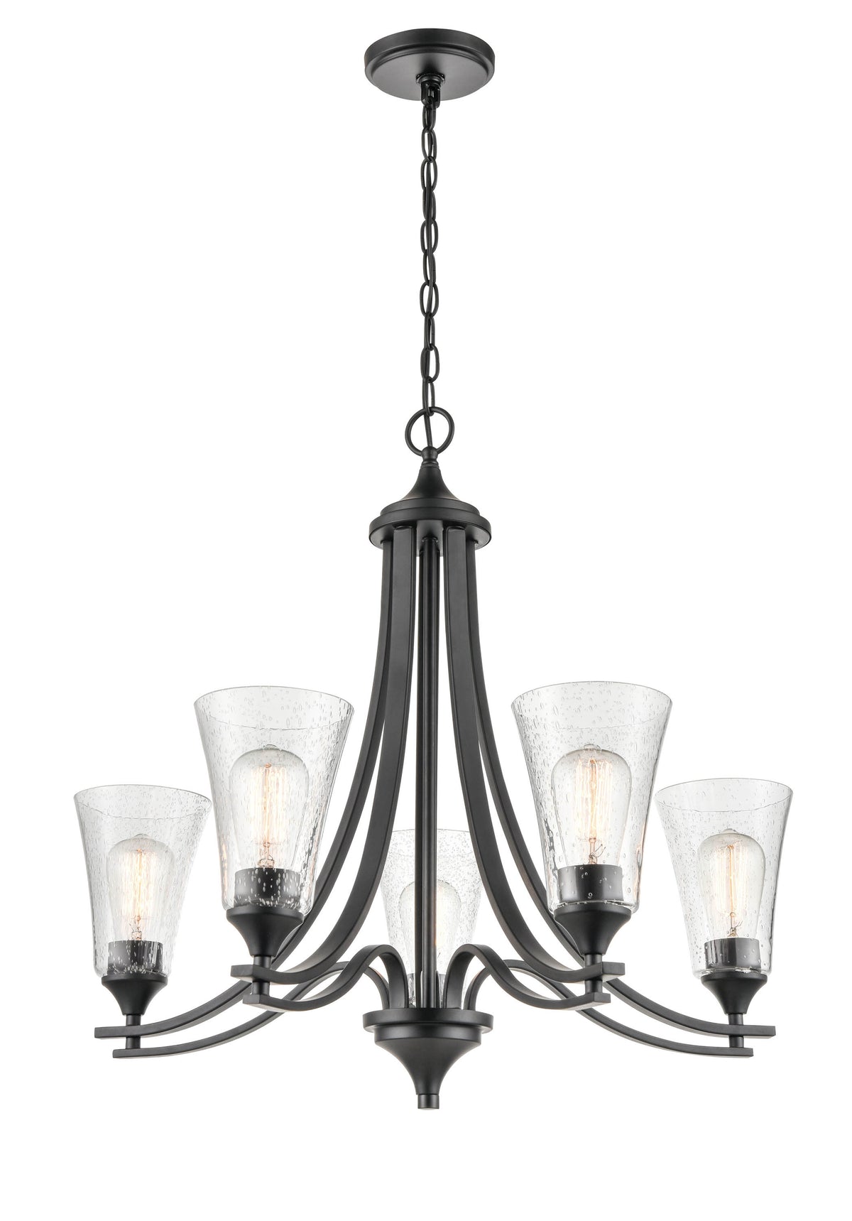 25.5'' Natalie Matte Black 5 Light Chandelier