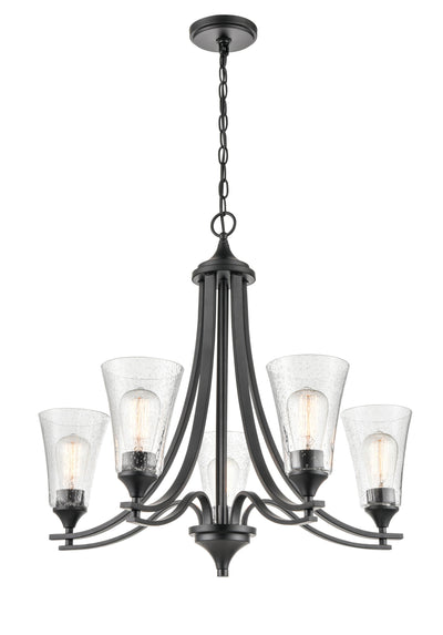 25.5'' Natalie Matte Black 5 Light Chandelier