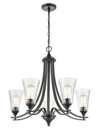25.5'' Natalie Matte Black 5 Light Chandelier