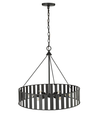 22'' Stella Matte Black 6 Light Chandelier