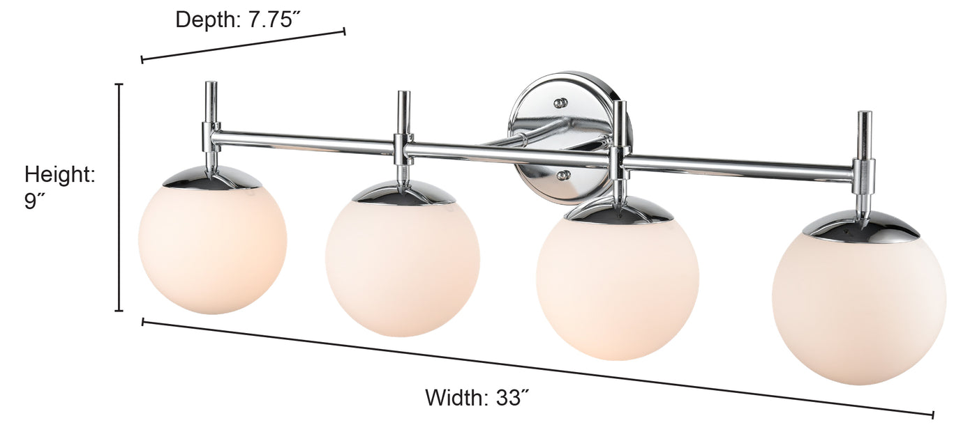 33''  Matte Black 4 Light Bath Vanity