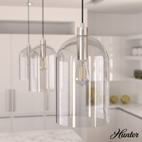 Lochemeade 9-inch 1-light Brushed Nickel Pendant with Clear Seeded Glass