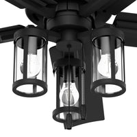 52 inch Lawndale Matte Black Damp Rated Ceiling Fan with LED Light Kit and Pull Chain
